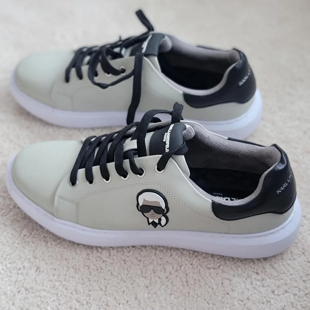 karl lagerfeld paris sneakers size 11 🤍 black / cream‎ minimalist low top